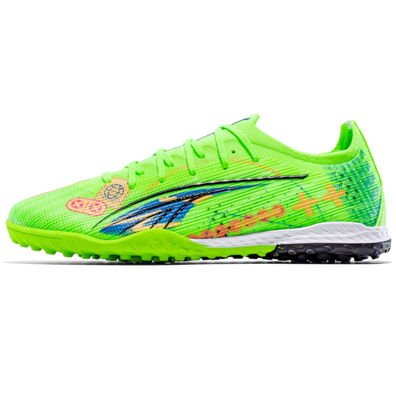 Low Cut TF Turf Soccer Cleats, Lace-Up Ultra-Light Woven Knit Graphic Print Football Boots, Non-Marking Grid Block Rubber Training Shoes for Indoor Hard Courts & Short Artificial Turf-Xinma2295-1