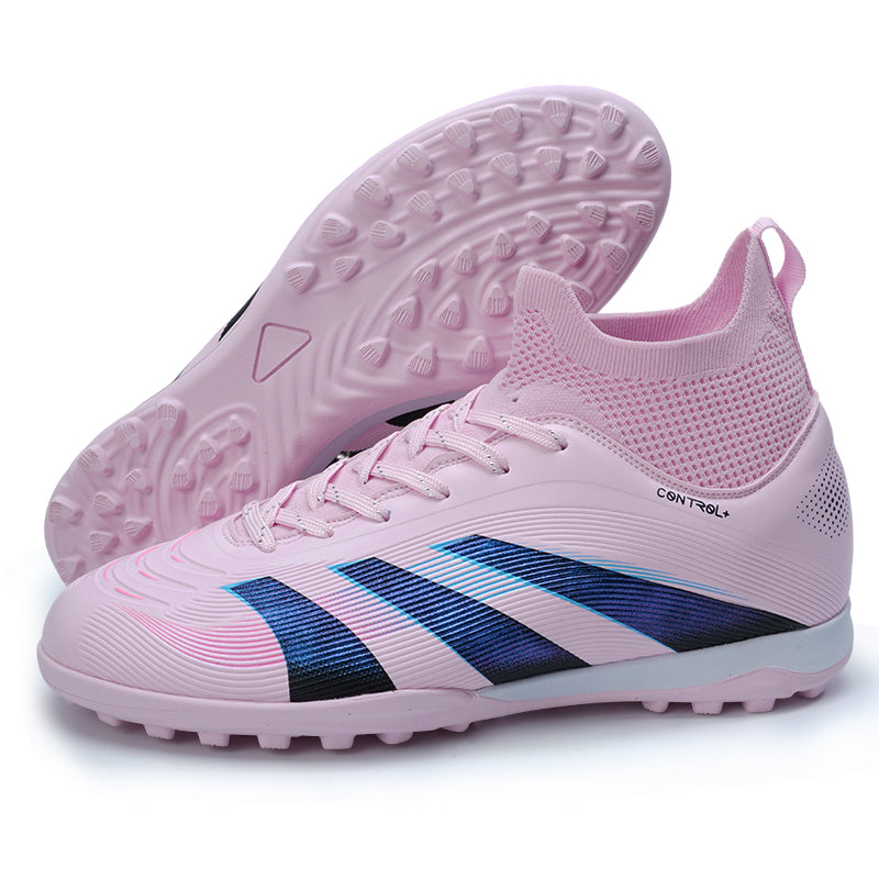 High-Top Turf Soccer Cleats, CONTROL+ Artificial Grass Football Shoes, Breathable Knit Collar Training Sneakers-Yinzu787G-1