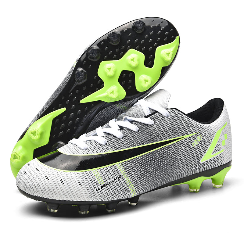 Low Cut AG Soccer Cleats, Lace-Up Breathable Woven Gradient Mesh Football Boots, Swoosh & L Square Check Logo Lightweight Competition Athletic Shoes for Outdoor Long-Blade Artificial Turf Matches-zusheng7177