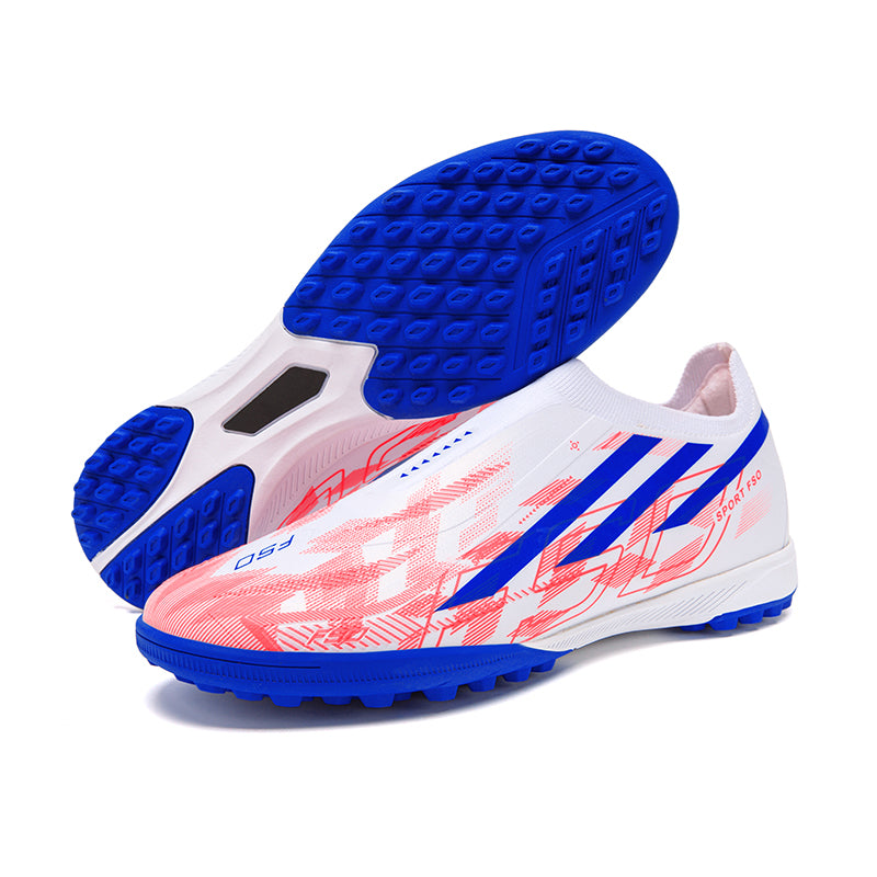 Laceless TF Soccer Cleats, Slip‑On Sock Collar Turf Football Boots, Lightweight Textured Upper TF‑Stud Soccer Shoes for Adult Youth Artificial Turf Training & Matches, Multi‑Color Options-Hxh825