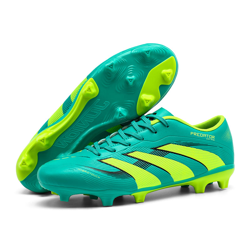 AG Predator Soccer Cleats, Low-Top Lace-Up Hybrid Touch Three Stripe Football Boots, Gradient Linear Texture Athletic Shoes for Outdoor Long-Blade Artificial Turf Matches-zusheng255A-1