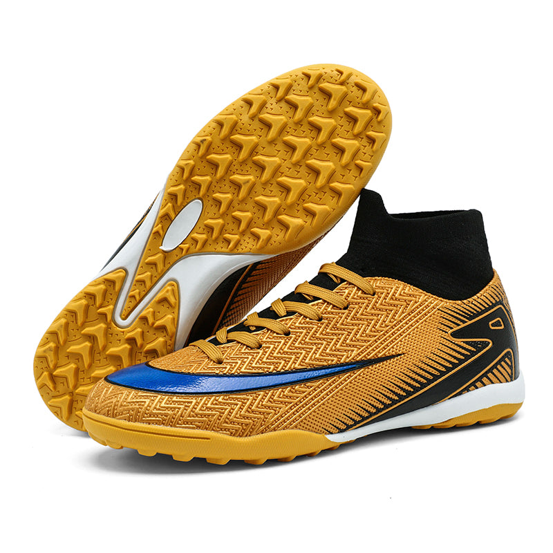 Men's/Women's TF High-Top Turf Soccer Cleats, Artificial Grass Football Shoes, Breathable Knit Collar Training Sneakers (Multiple Colors)-Yinzu795