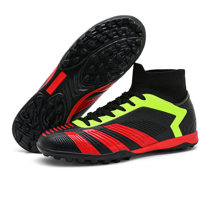 High-Top TF Turf Soccer Cleats for Men Women, Sock-Collar Breathable Football Shoes, Anti-Slip Training Sneakers for Artificial Grass-Yinzu796