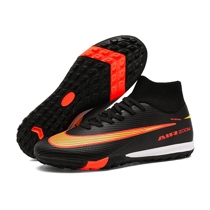 High-Top TF Soccer Cleats Air Zoom - Turf Football Boots, Breathable Sock Collar Non-Slip Training Sneakers for Youth & Adults -Yinzu999Y