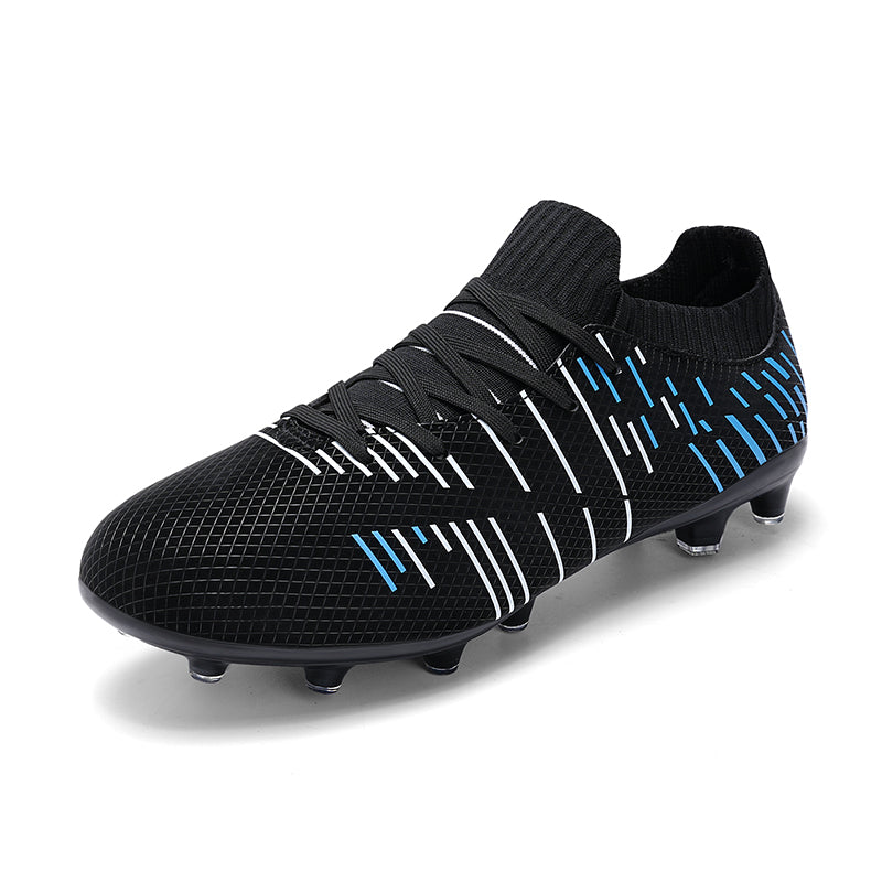 AG Soccer Cleats, Sock‑Collar High‑Ankle Lace‑Up Artificial Grass Football Boots, Grid‑Textured Printed Upper AG‑Stud Soccer Shoes for Adult & Youth Outdoor Artificial Turf Training & Competition-xile23005