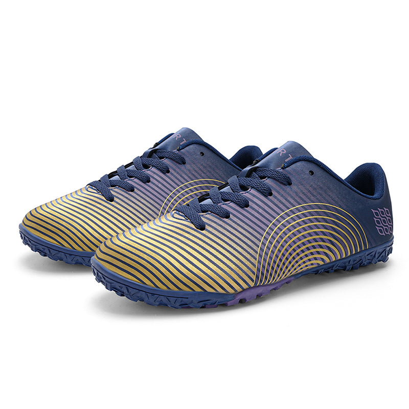 TF Turf Soccer Cleats, Low‑Top Lace‑Up Turf Football Boots, Stripe‑Print Textured Upper TF‑Stud Soccer Shoes for Adult & Youth Artificial Turf Training & Matches-xile-L001