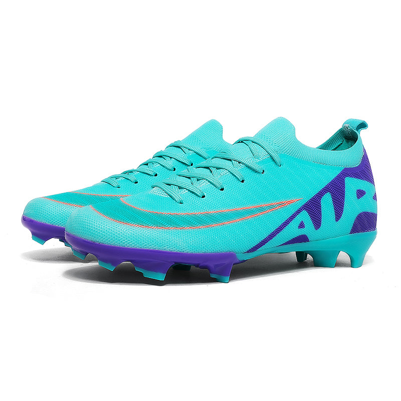 AG Artificial Grass Soccer Cleats, Low Sock Ankle Lace-Up Wavy Rib Knit Football Boots, Large AIR Graphic Gradient Lightweight Athletic Shoes for Outdoor Long-Blade Synthetic Turf Competitive Matches-zusheng2401J