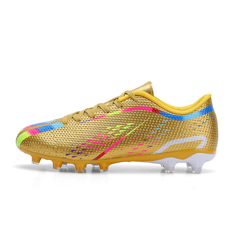 Artificial Grass Soccer Cleats, Gradient Rainbow Print Football Boots, Breathable Training Sneakers for Synthetic Turf-Yinzu-X28