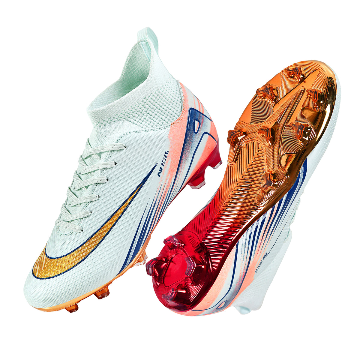 High-Top AG Artificial Grass Soccer Cleats - Metallic Gradient Football Boots for Youth & Adult Training, Matches & Competitive Play-WEJIESS801
