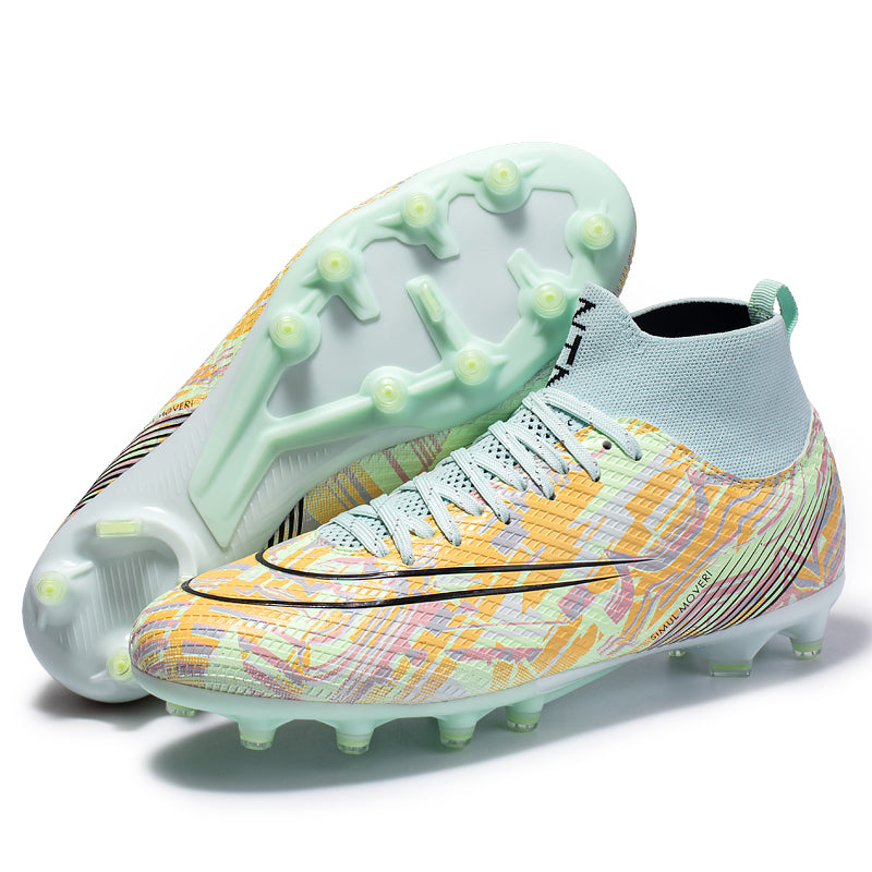 High Top AG Soccer Cleats, Artificial Ground Short Studs Football Boots, Knit Sock Collar Professional Soccer Shoes for Adult Youth Outdoor Artificial Grass Training Match, 3‑Color Available-baobu-G761-1