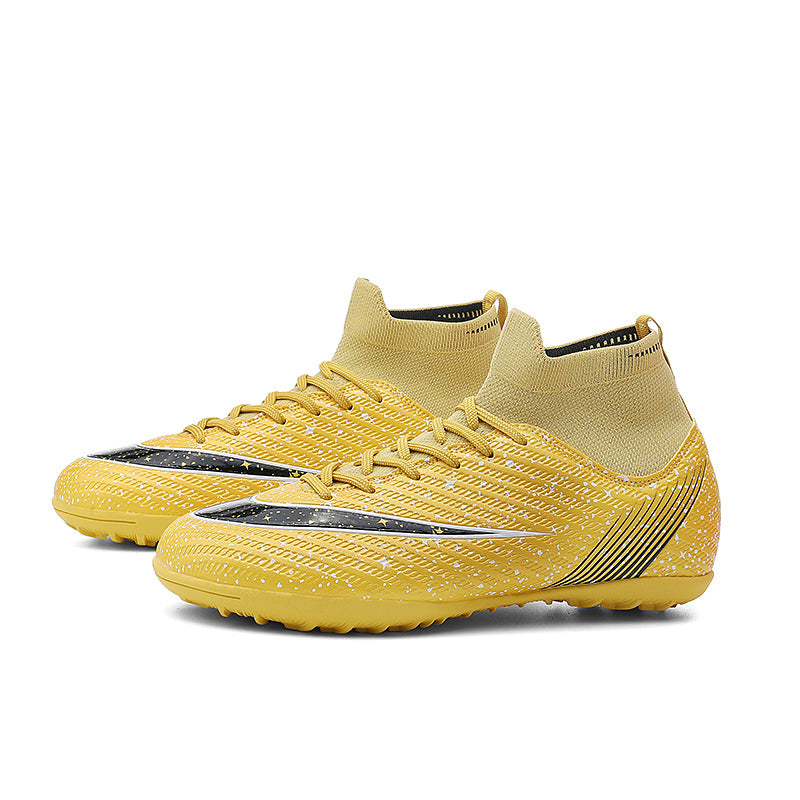 High Top TF Turf Soccer Cleats, Starry Speckled Knit Sock Collar Football Boots, Non-Slip Short Stud Turf Soccer Shoes for Artificial Turf Training & Recreational Games-zhuoshi8001