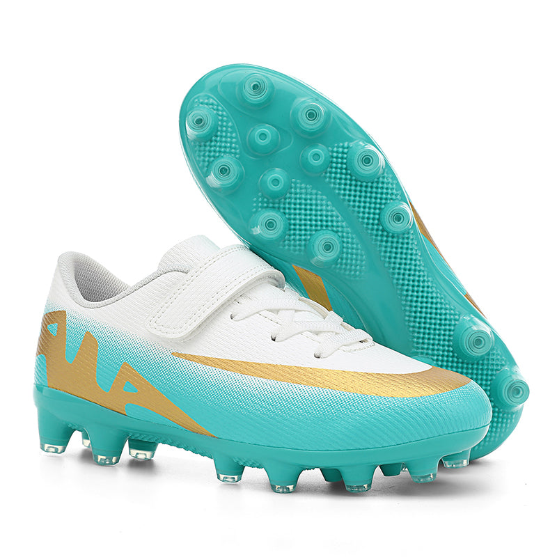 Kids AG Soccer Cleats with Hook & Loop Strap, Boys & Girls Artificial Grass Football Boots, Breathable Training Sneakers for Synthetic Turf (Multiple Colors)-Yinzu-T789