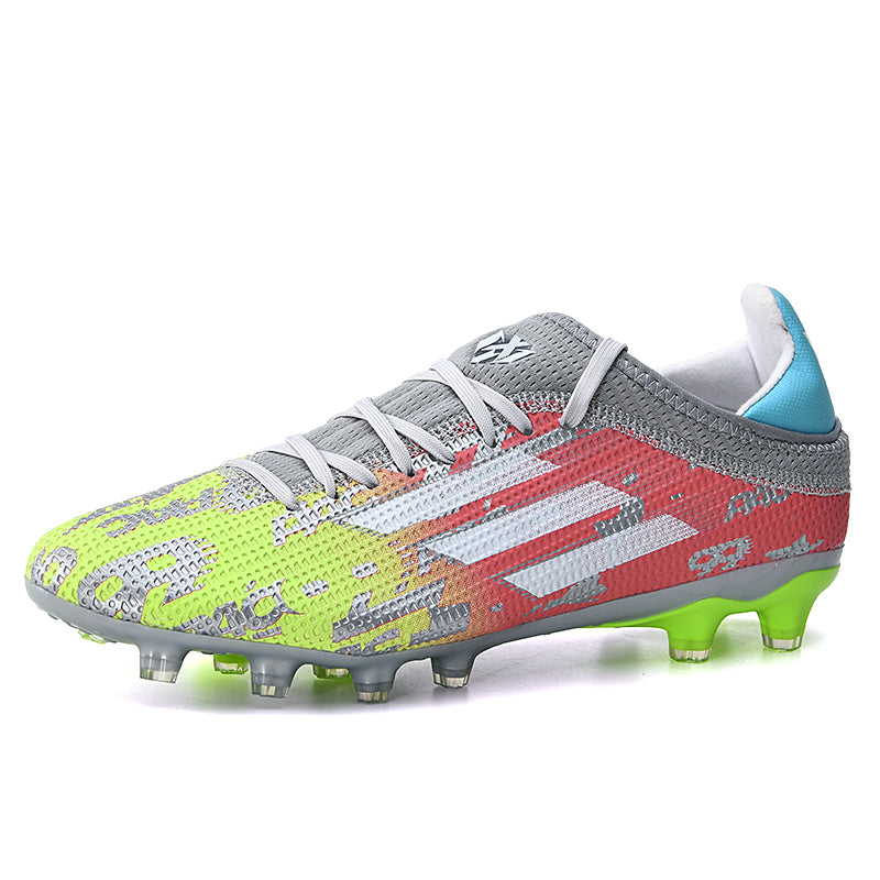 Low Cut TF Turf Soccer Cleats, Lace-Up Ultra-Thin Woven Mesh Football Boots, Gradient Three Stripes Lightweight Training Athletic Shoes for Indoor Hard Courts & Short Artificial Turf-zusheng1991