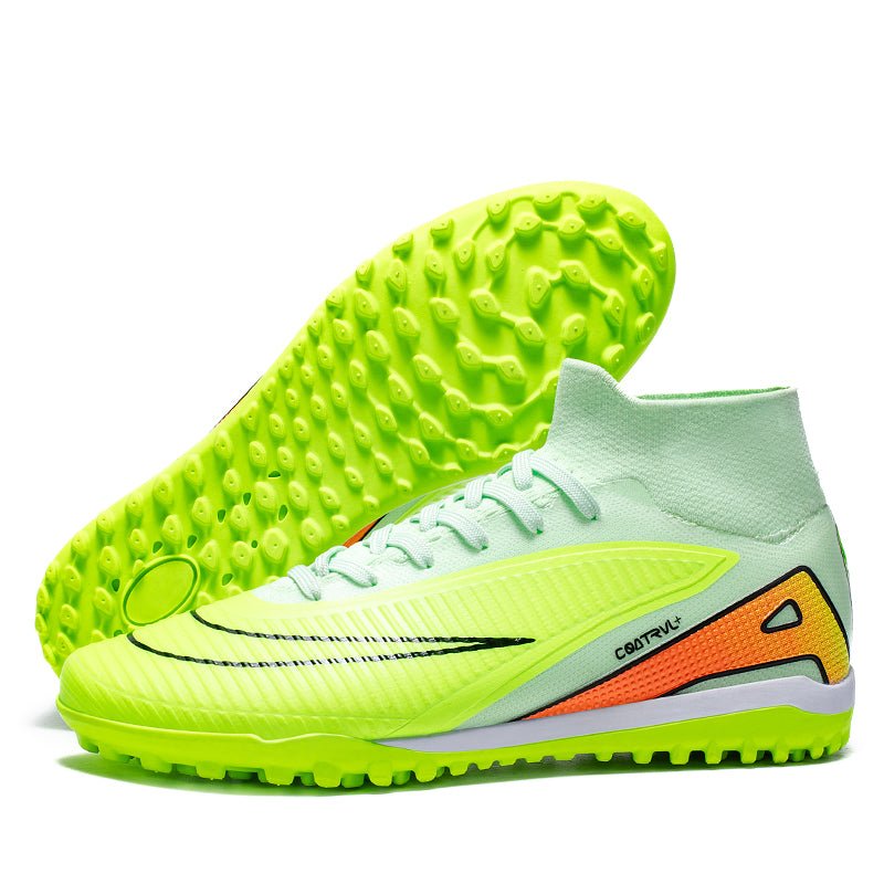 TF Turf Soccer Cleats, Predator Inspired High-Top Knit Football Shoes, Breathable Anti-Slip Athletic Training Sneakers for Artificial Turf-Hxh792G-1