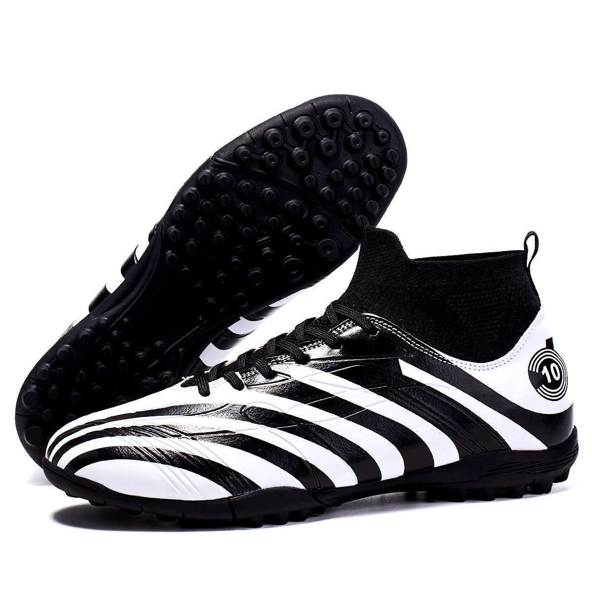 High Top TF Soccer Cleats, Turf Football Boots, Non-Slip Synthetic Leather Artificial Turf Soccer Shoes for Outdoor Training & Matches-zhuoshi8012