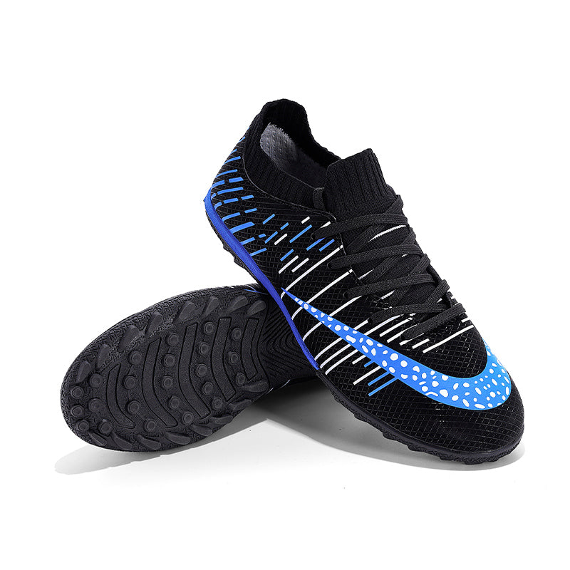 TF Turf Soccer Cleats, Sock‑Collar High‑Ankle Lace‑Up Turf Football Boots, Breathable Knit Mesh Upper, TF‑Stud Outdoor Soccer Shoes for Adult & Youth Artificial Turf Training & Matches-xile23002
