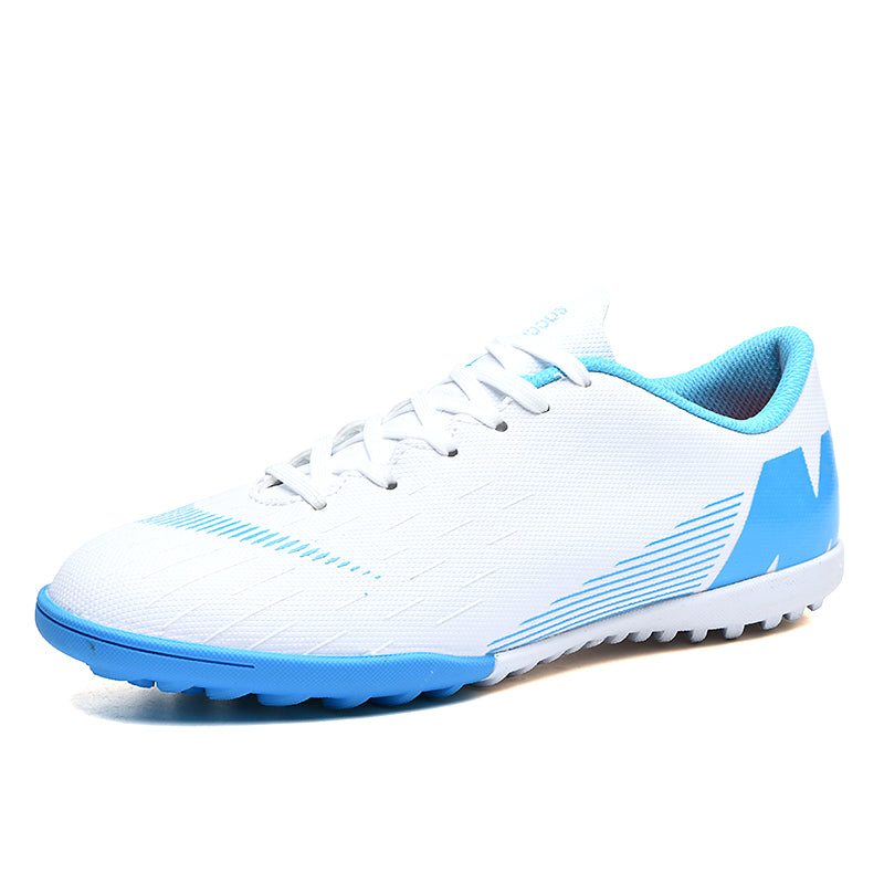 Low-Cut TF Turf Soccer Cleats, Lace-Up Mini Grid Textured Synthetic Football Boots, Diagonal Gradient Line M Logo Lightweight Training Athletic Shoes for Indoor Hard Courts & Short Artificial Turf-zusheng1809