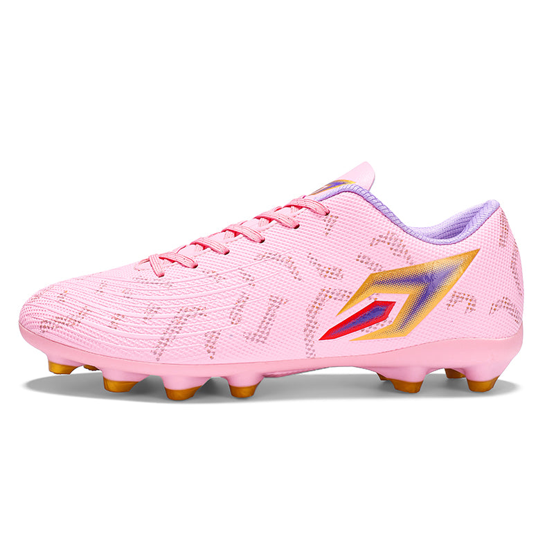 AG Soccer Cleats, Low-Top Lace-Up Breathable Mesh Football Boots, Gradient Arrow Logo Subtle Geometric Print Lightweight Athletic Shoes for Outdoor Long-Blade Synthetic Turf Competitive Matches-zusheng-J20-1