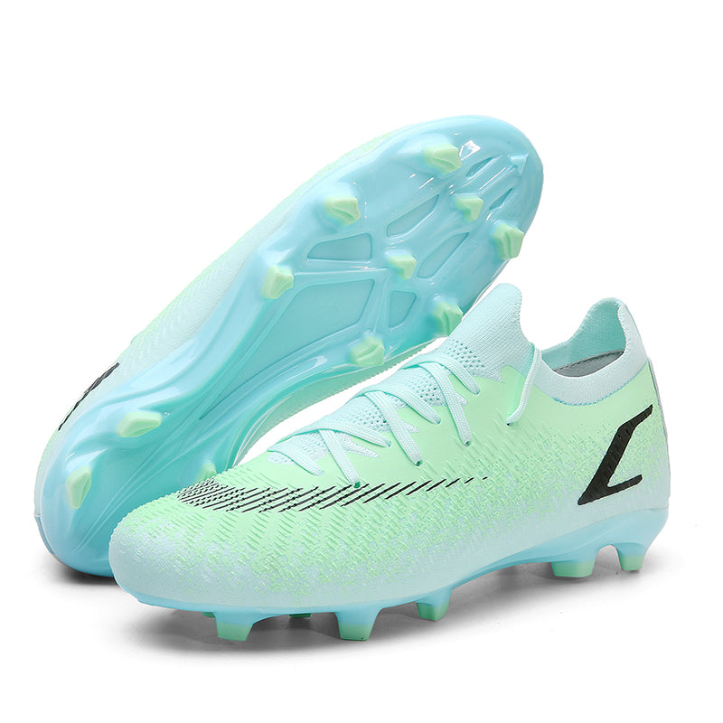 Youth Low‑Cut AG Artificial Ground Soccer Cleats, Knit Sock Collar Soccer Boots, Gradient Splatter‑Print Textured Upper Lace‑Up Football Shoes for Artificial Grass-baobu2508