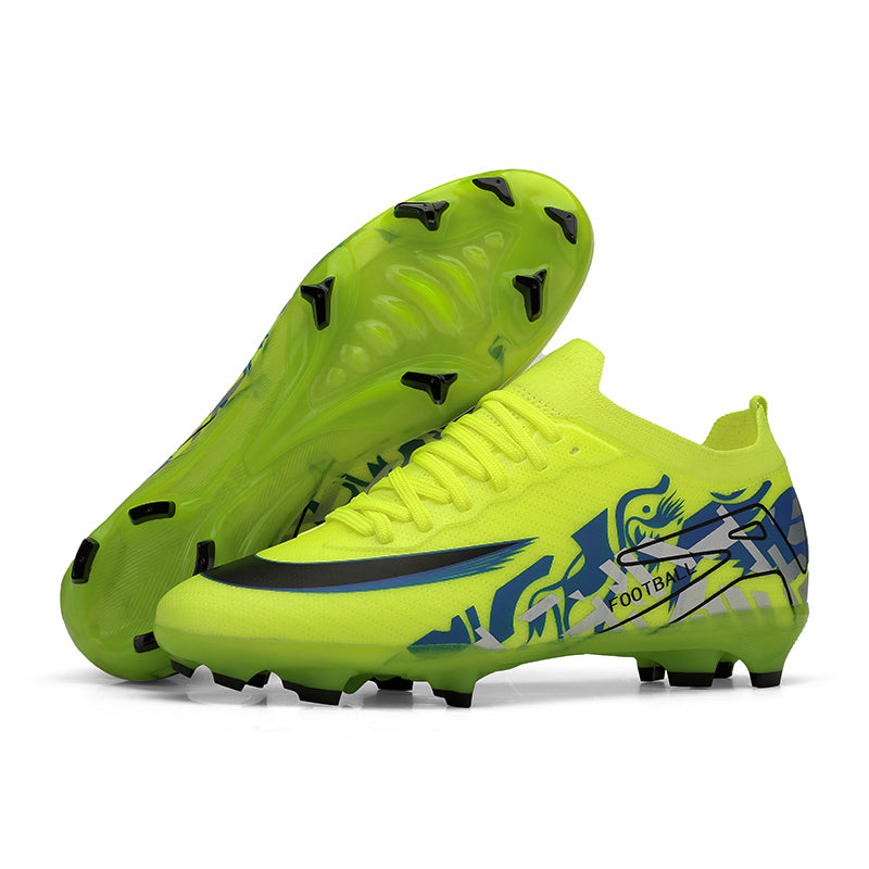 AG Artificial Grass Soccer Cleats, Low Sock Ankle Lace-Up Breathable Knit Football Boots, Graffiti Dragon Graphic Gradient Lightweight Athletic Shoes for Outdoor Long-Blade Synthetic Turf Matches-zusheng2250