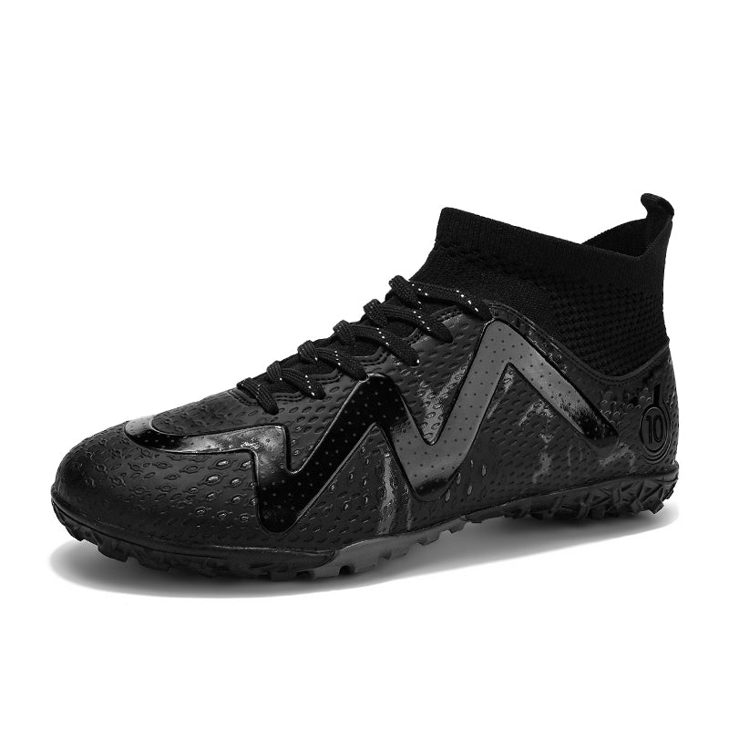 Turf Soccer Cleats, Hight-Top Sock Ankle Football Shoes with W-Shaped Graphic& Number 10 Print, Marble Perforated Breathable Athletic Boots for Indoor Courts&Short Artificial Turf Training-zusheng-X2312-1