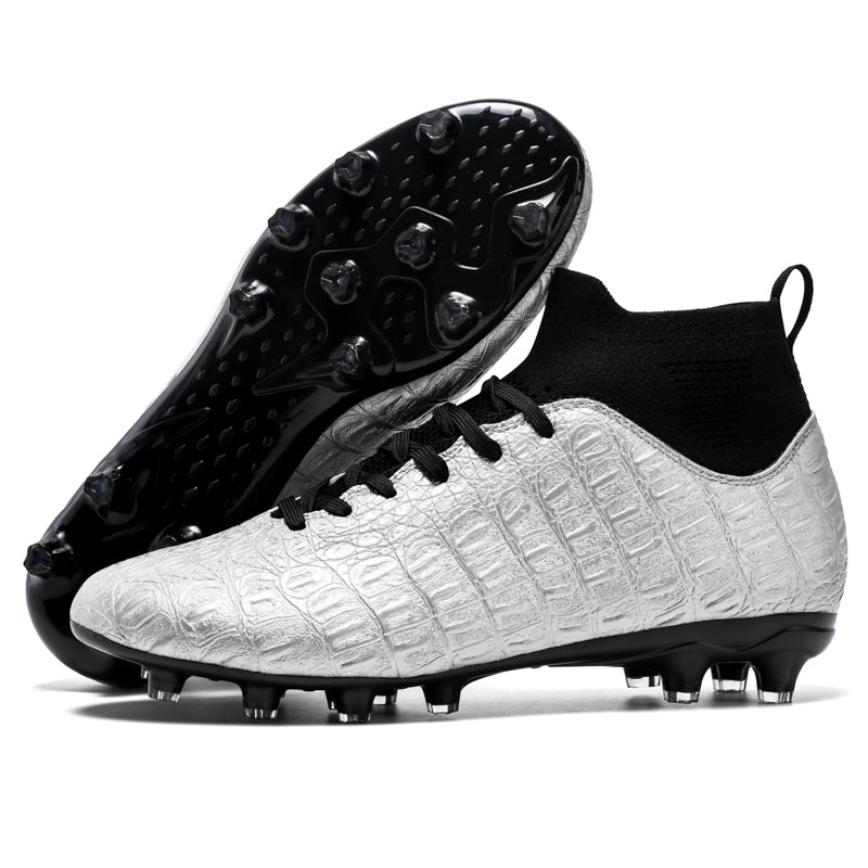 Professional Mens Soccer Cleats AG High-Top Football Boots, Athletic Outdoor Training Soccer Shoes with Precision Ribbed-Texture Upper and Supportive Ankle Sock Liner-WEJIESS2804