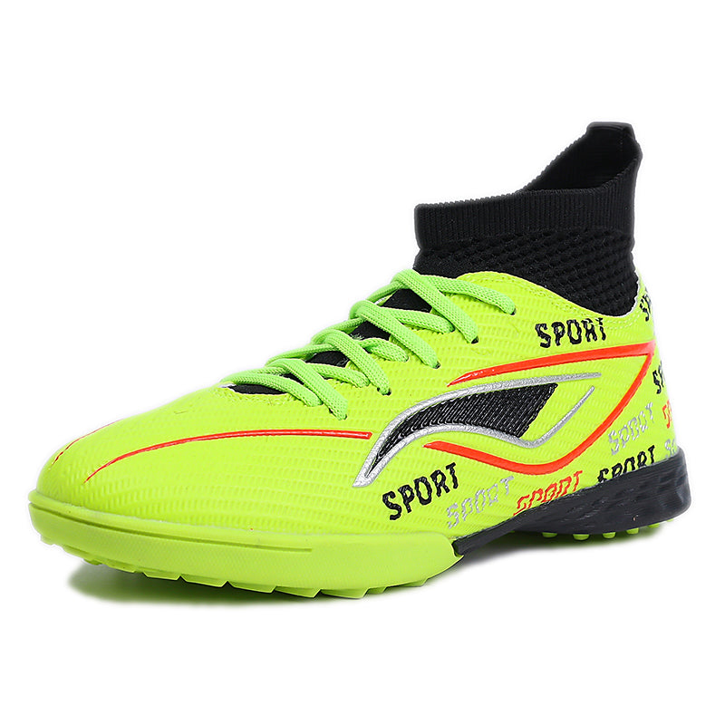 Turf Soccer Cleats, High-Top Knit Football Shoes, Breathable Non-Slip Training Sneakers for Artificial Turf-Hxh657