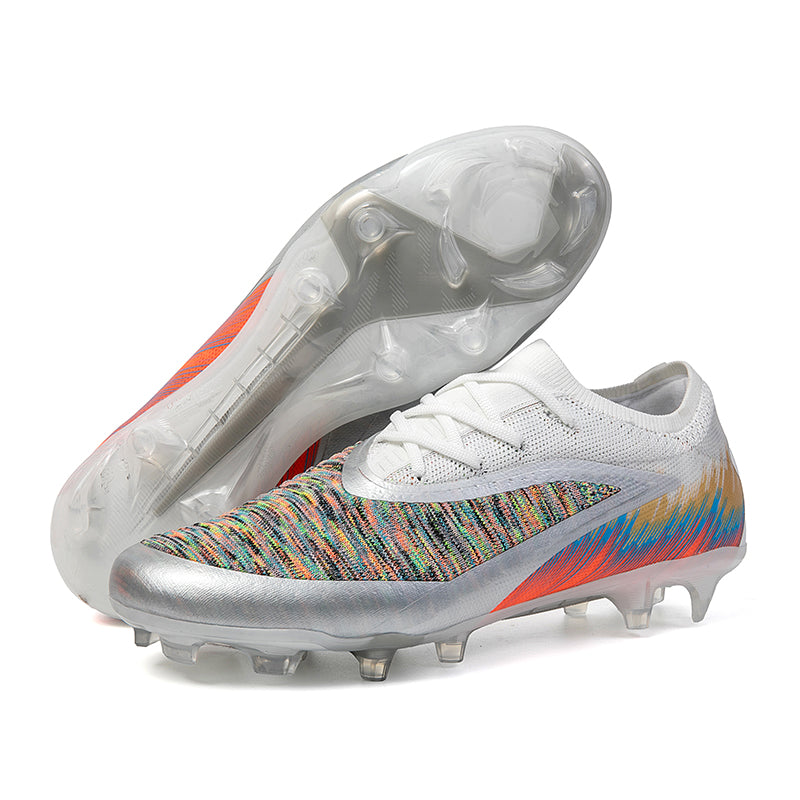 Artificial Grass Soccer Cleats, Knit Ankle Football Shoes, Anti-Slip Athletic Boots with Gradient Print for Synthetic Turf-Hxh817