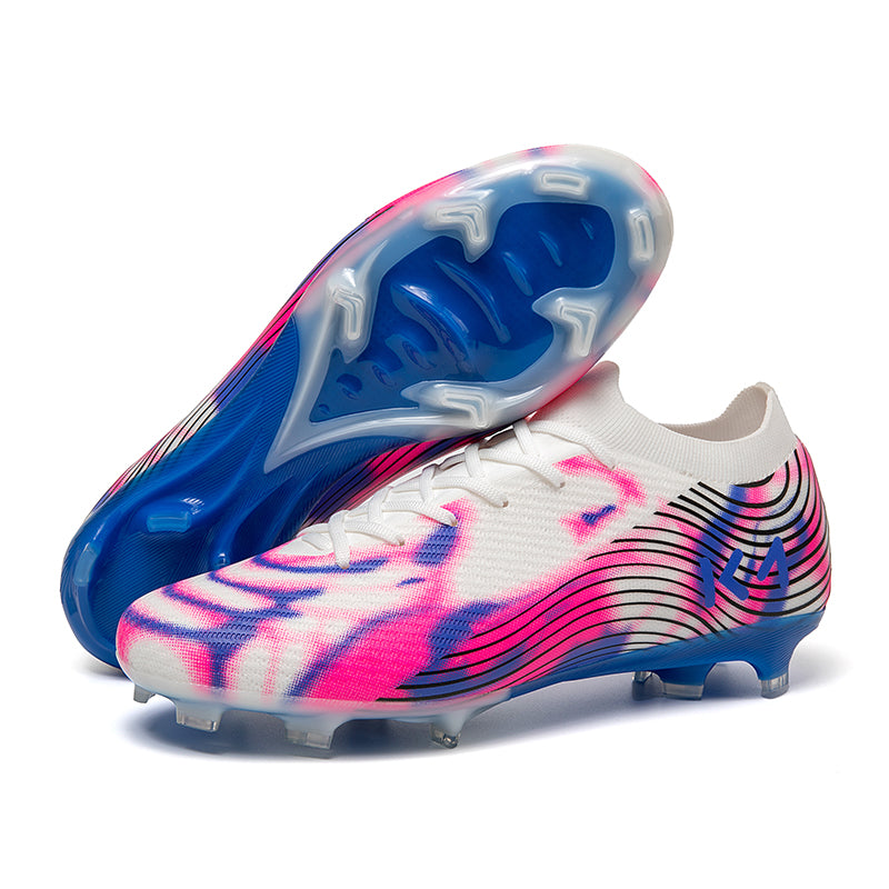  AG Artificial Grass Soccer Cleats, Low-Top Knit Football Shoes with Graffiti Gradient Print, Breathable Athletic Boots for Synthetic Turf-Hxh819