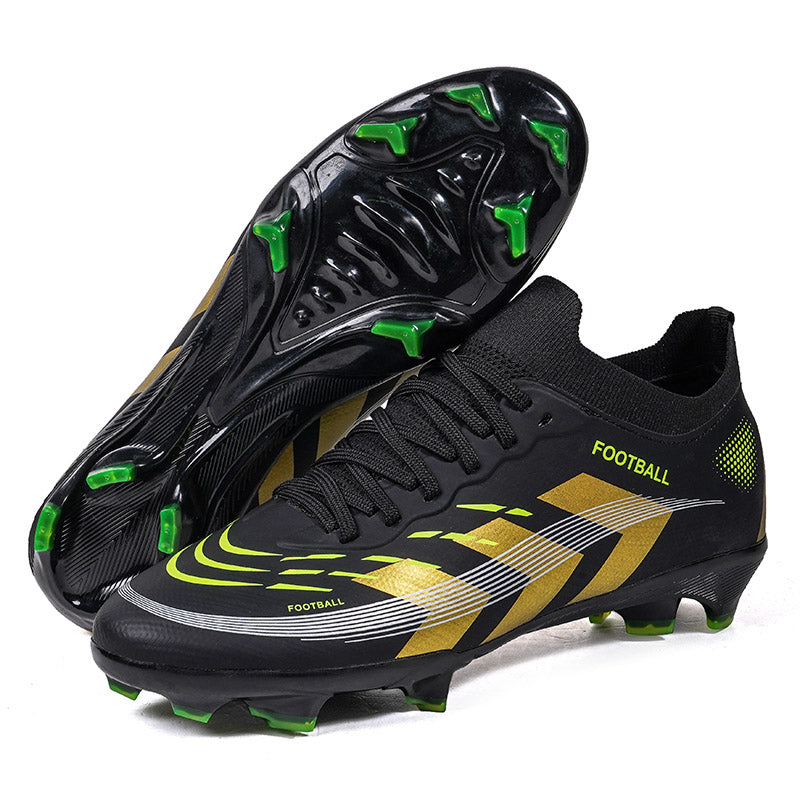 Artificial Grass Soccer Cleats, High-Top Sock Ankle Football Shoes with Geometric Print, Breathable Athletic Boots for Outdoor Synthetic Turf-Hxh2026