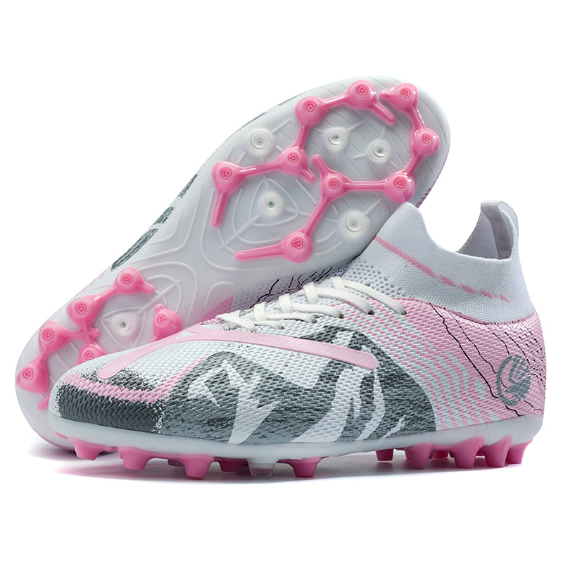 High Top AG Artificial Grass Soccer Cleats, Knit Sock Collar Breathable Mesh Football Boots, Non-Slip AG Stud Soccer Shoes for Artificial Turf Matches & Training-zhuoshi783G-1