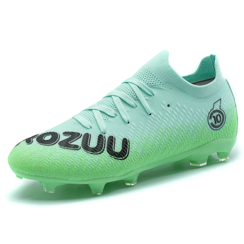 Artificial Grass Soccer Cleats, High-Top Sock Ankle Football Shoes with Gradient Print, Breathable Knit Athletic Boots for Outdoor Synthetic Turf-Hxh805