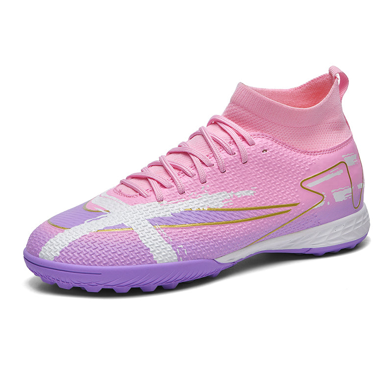 Hight Sock TF Turf Soccer Cleats, Lace-Up Breathable Woven Mesh 3D Raised Bump Football Boots, Cross Brush Stroke Graphic Knit Sock Ankle Lightweight Training Athletic Shoes for Indoor Hard Courts & Short Artificial Turf-zusheng-K36
