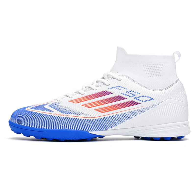 F50 High-Top Turf Soccer Cleats, Artificial Grass Football Shoes, Breathable Knit Collar Training Sneakers-Yinzu709