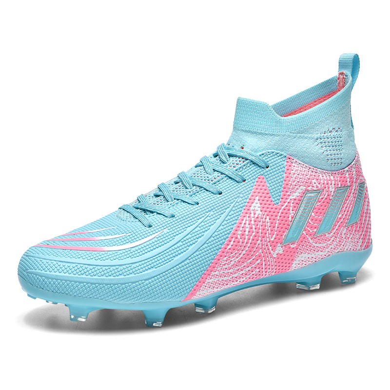 Men&Women Youth High‑Top AG Artificial Ground Soccer Cleats, Sock‑Ankle Stretch Knit Collar Football Boots, Printed Textured Synthetic Upper Lace‑Up Soccer Shoes for Artificial Grass for Men&Women-baobu-S61