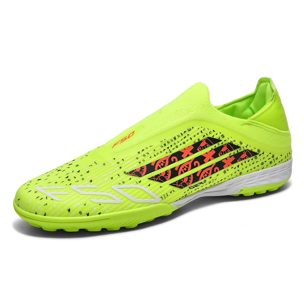 Laceless Slip-On TF Turf Soccer Cleats, Seamless Stretch Knit Sock Ankle Speckled Dot Print F50 Football Boots, Lightweight Training Athletic Shoes for Indoor Hard Courts & Short Artificial Turf-zusheng-T35-1