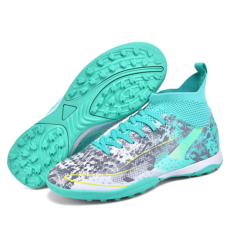Turf Soccer Cleats, High-Top Knit Football Shoes, Breathable Anti-Slip Athletic Training Sneakers for Artificial Turf-Hxh2613-1
