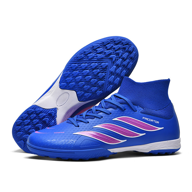 Turf Soccer Cleats, Predator Inspired High-Top Knit Football Shoes, Breathable Anti-Slip Athletic Training Sneakers for Artificial Turf-Hxh2703-1