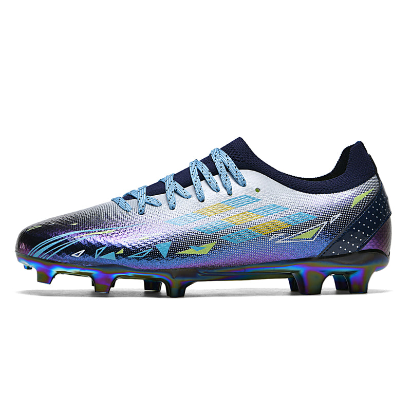 Artificial Grass Soccer Cleats, Holographic Gradient Knit Football Shoes, Anti-Slip Athletic Boots with Iridescent Sole for Synthetic Turf-Hxh-H2366-4