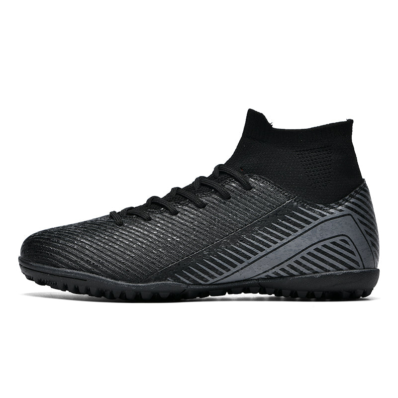 TF Turf Soccer Cleats, High-Top Knit Football Shoes with Geometric Print, Breathable Training Sneakers for Artificial Turf & Indoor Play-Hxh9909-1