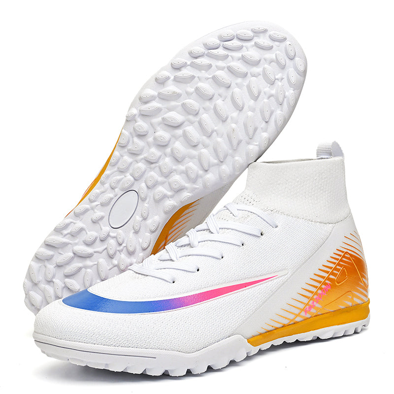 TF Turf Soccer Cleats, High-Top Sock Ankle Football Shoes with Gradient Swoosh Print, Breathable Athletic Boots for Indoor & Artificial Turf Courts-Hxh666-1