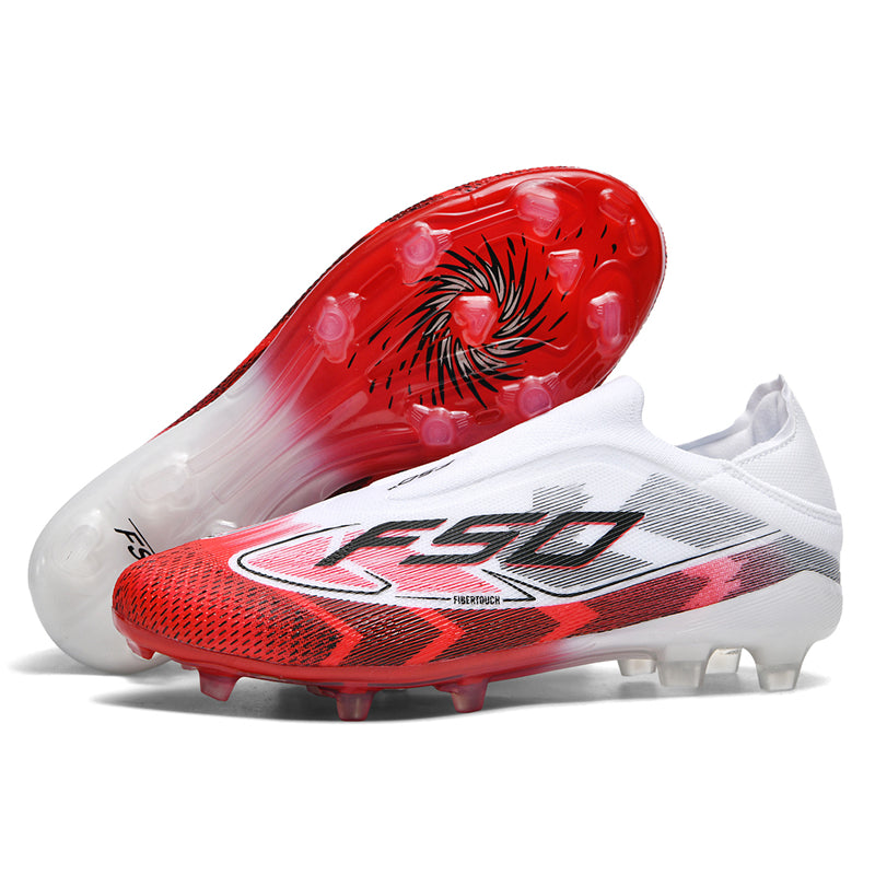 Artificial Grass Soccer Cleats, Laceless Slip-On Low-Top F50 Football Boots, Gradient Knit Athletic Shoes for Outdoor Long-Blade Synthetic Turf Matches-zusheng-H7-1