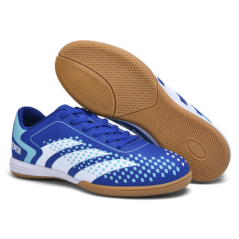 Youth Men&Women IN Indoor Soccer Shoes, Lace‑Up Flat Non‑Marking Gum Rubber Sole Futsal Boots, Diamond‑Textured Synthetic Upper Indoor Court Football Sneakers-baobu2503-3