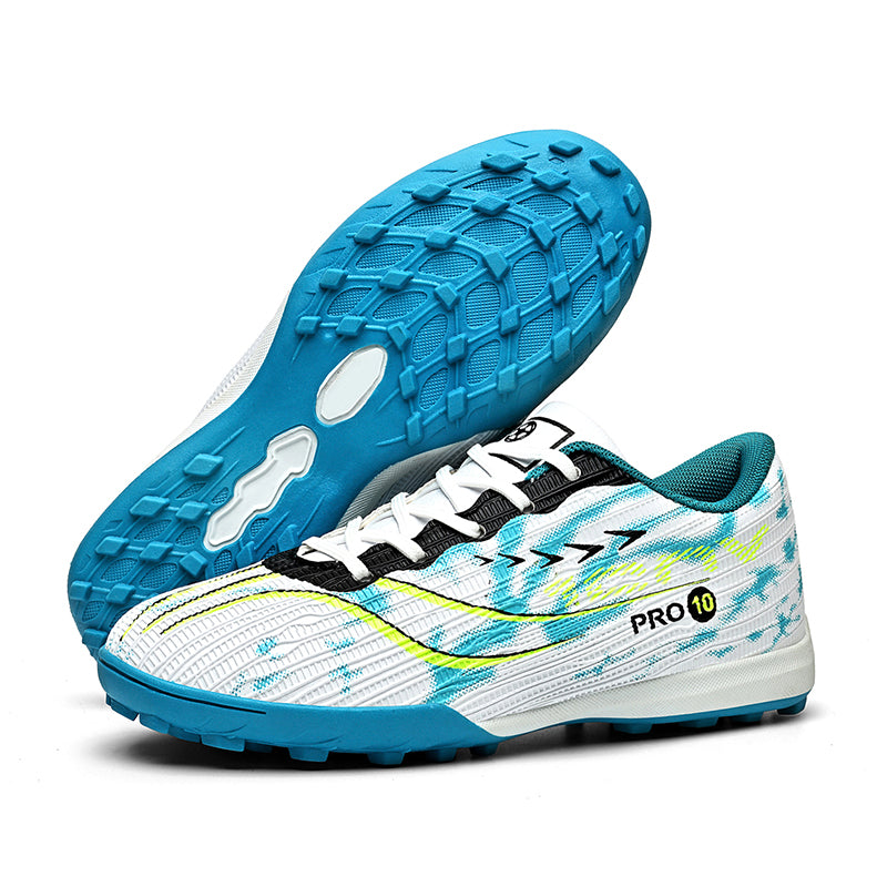 Low-Top TF Turf Soccer Cleats, Lace-Up Vertical Rib Woven PRO 10 Camo Print Football Shoes, Non-Marking Compact Short Stud Rubber Training Cleats for Indoor Hard Courts & Short Artificial Turf-zusheng671