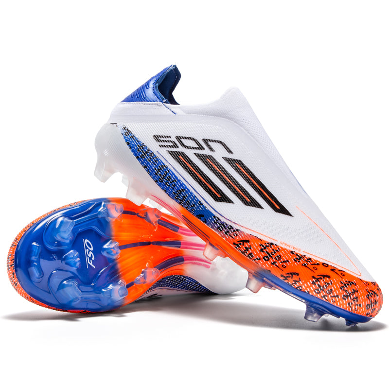 Artificial Grass Soccer Cleats, Laceless Knit Football Shoes, F50 Three-Stripe Gradient Print Anti-Slip Athletic Boots for Synthetic Turf-Hxh2509Z-1