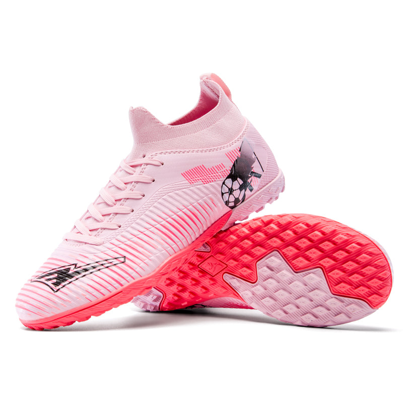 Turf Soccer Cleats, High-Top Knit Football Shoes, Anti-Slip Breathable Training Sneakers for Artificial Turf-Hxh-X2502-2