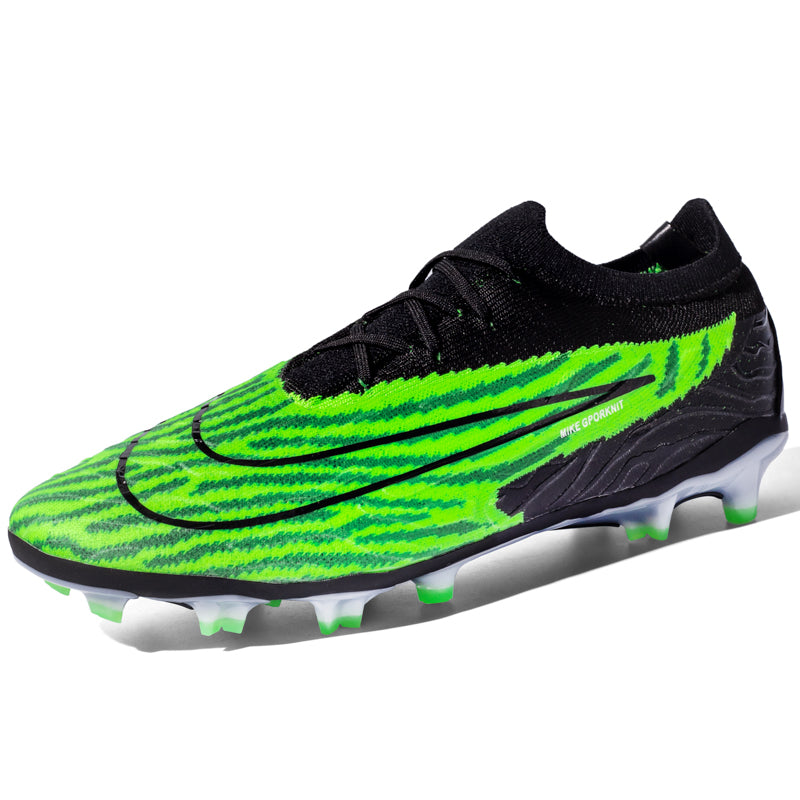 Youth AG Artificial Ground Soccer Cleats, Gporknit Knit Upper Soccer Boots, Zebra‑Streak Textured Lace‑Up Football Shoes for Artificial Grass-baobu2309