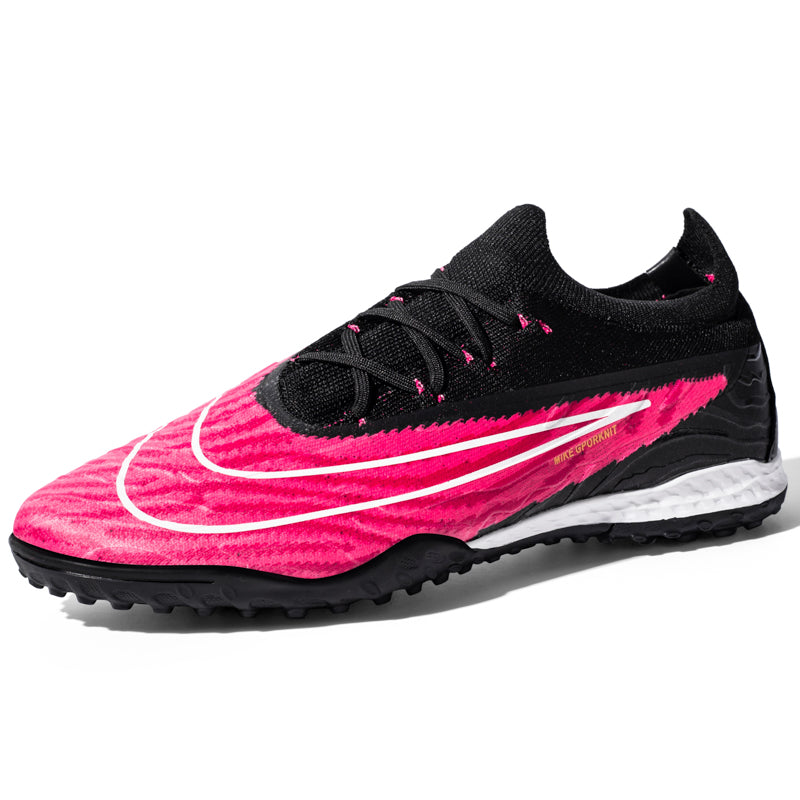 Youth TF Turf Soccer Cleats, Gporknit Knit Upper Soccer Boots, Zebra‑Streak Textured Lace‑Up Football Shoes for Artificial Turf & Hard Ground-baobu2309