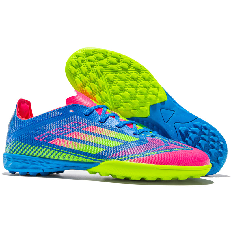 Low Cut TF Turf Soccer Cleats, Lace-Up Thin Lightweight Mesh Football Boots, Gradient F50 Logo Three Stripes Non-Marking Training Athletic Shoes for Indoor Hard Courts & Short Artificial Turf-zusheng2503z-1