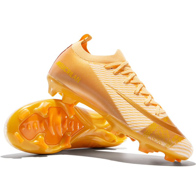 Artificial Grass Soccer Cleats, Low-Top Gradient Knit Football Shoes with Swoosh Print, Breathable Athletic Boots for Synthetic Turf-Hxh2506Z